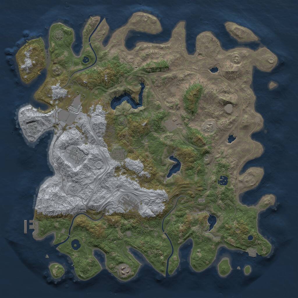 Rust Map: Procedural Map, Size: 4500, Seed: 70225, 13 Monuments