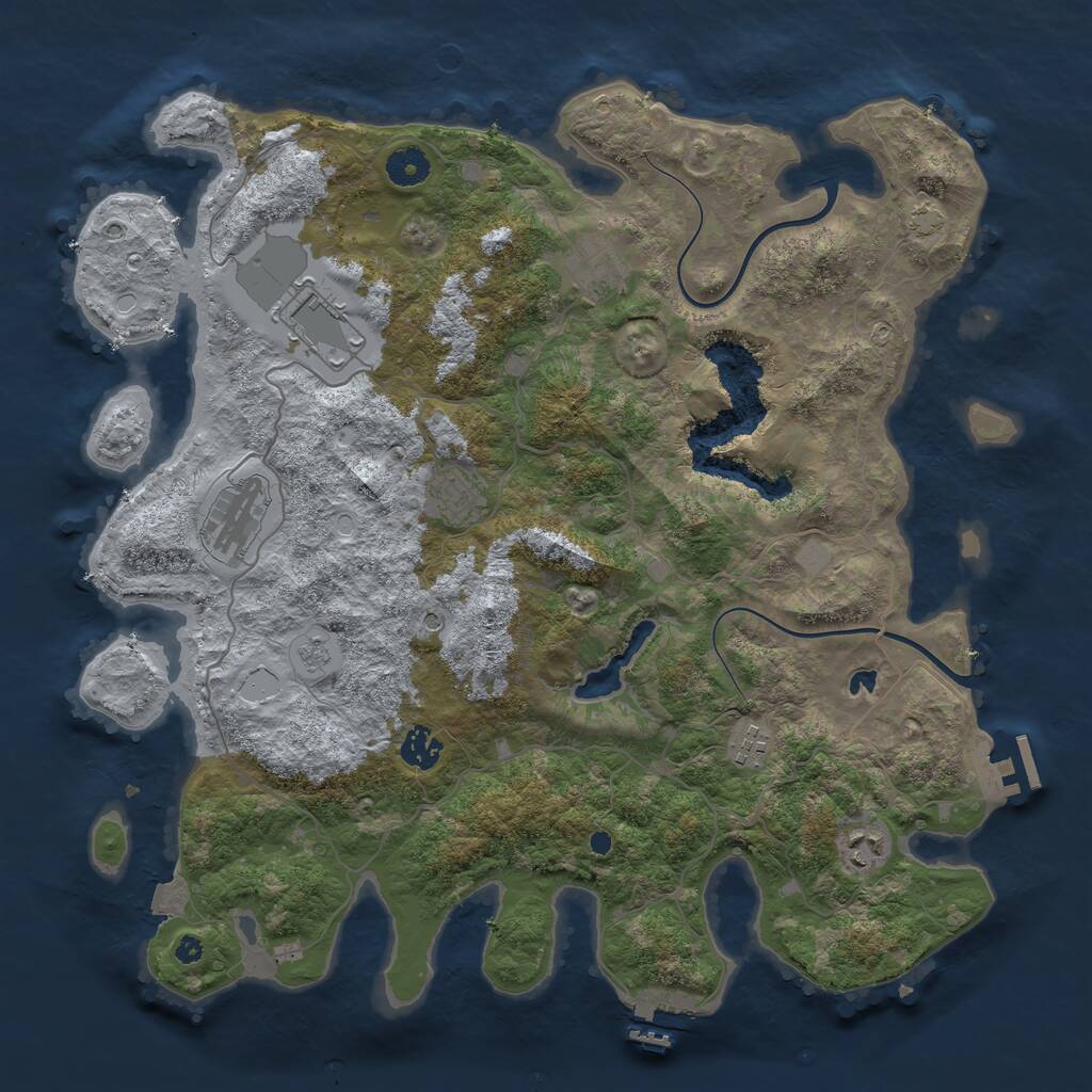Rust Map: Procedural Map, Size: 4000, Seed: 456438901, 13 Monuments