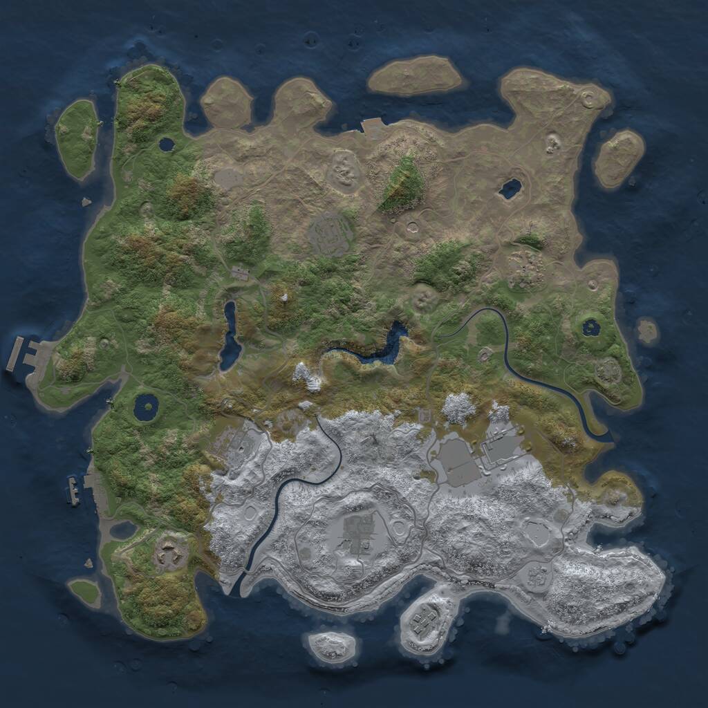 Rust Map: Procedural Map, Size: 4000, Seed: 451029909, 13 Monuments