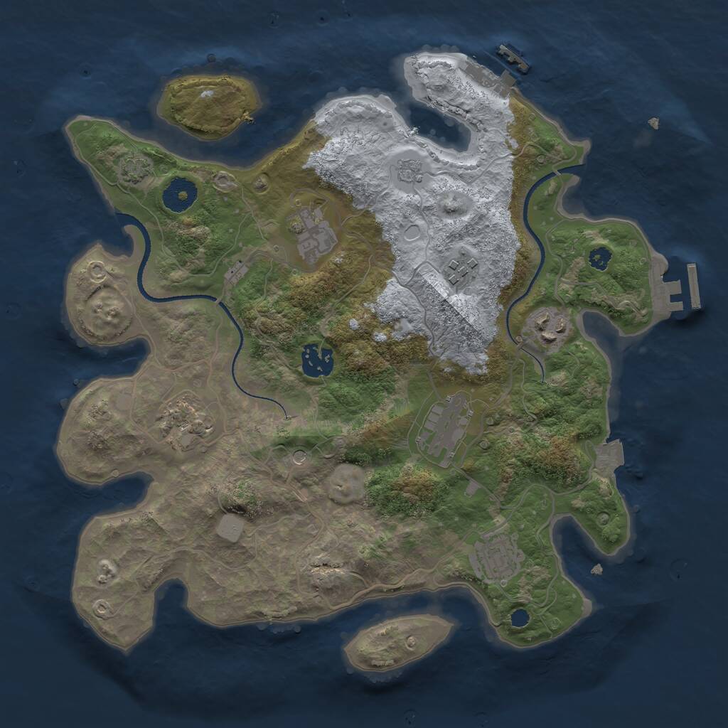 Rust Map: Procedural Map, Size: 3250, Seed: 58565965, 13 Monuments