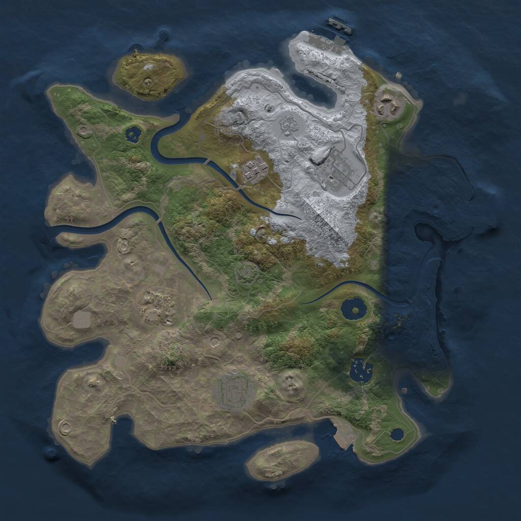 Rust Map: Procedural Map, Size: 3250, Seed: 58565965, 12 Monuments