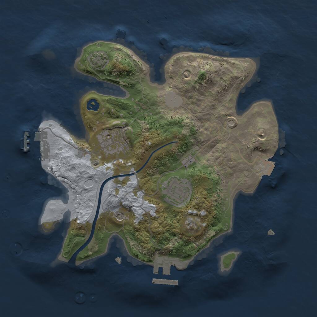 Rust Map: Procedural Map, Size: 2500, Seed: 904322544, 7 Monuments