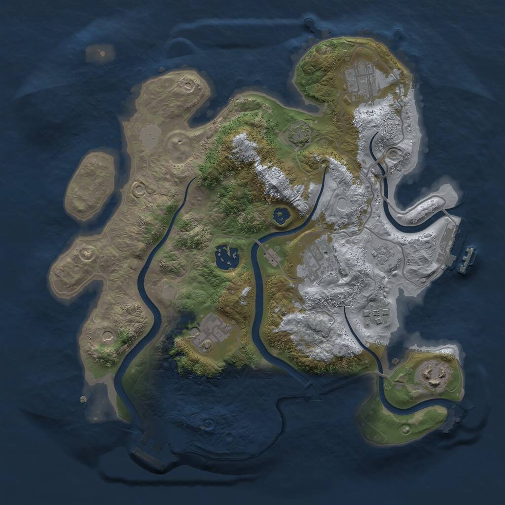 Rust Map: Procedural Map, Size: 3000, Seed: 1124889107, 12 Monuments