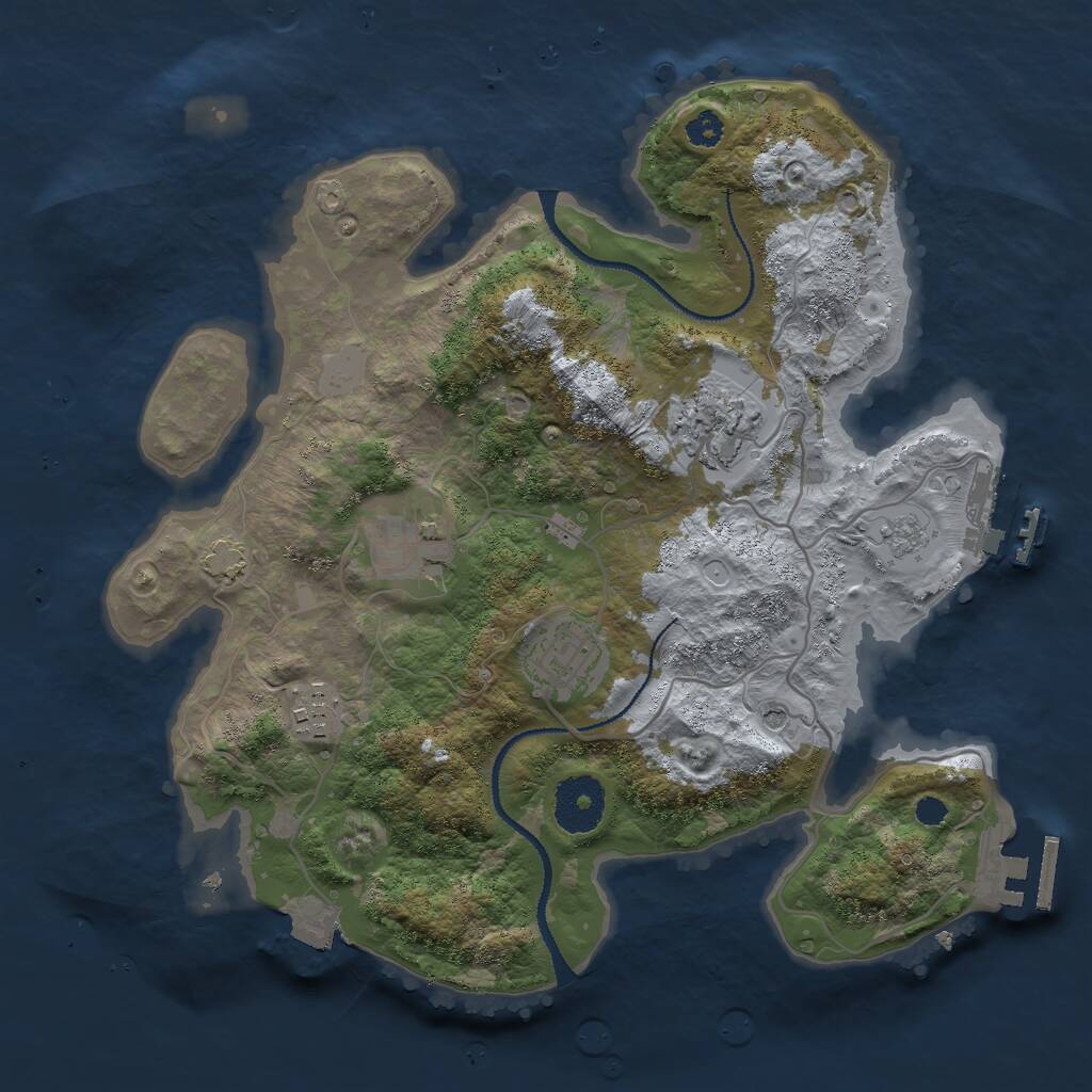 Rust Map: Procedural Map, Size: 3000, Seed: 1124889107, 10 Monuments