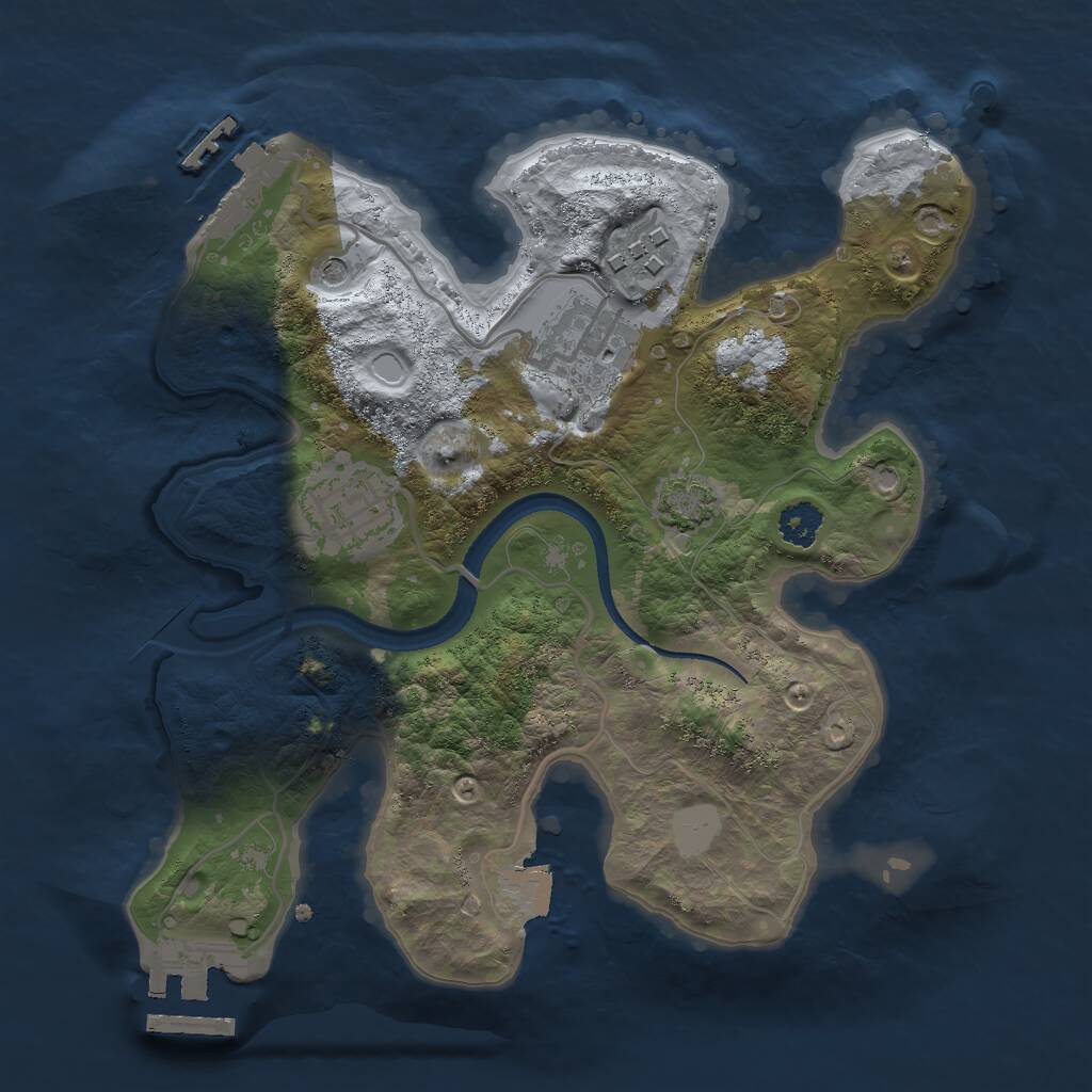 Rust Map: Procedural Map, Size: 2500, Seed: 953091249, 8 Monuments