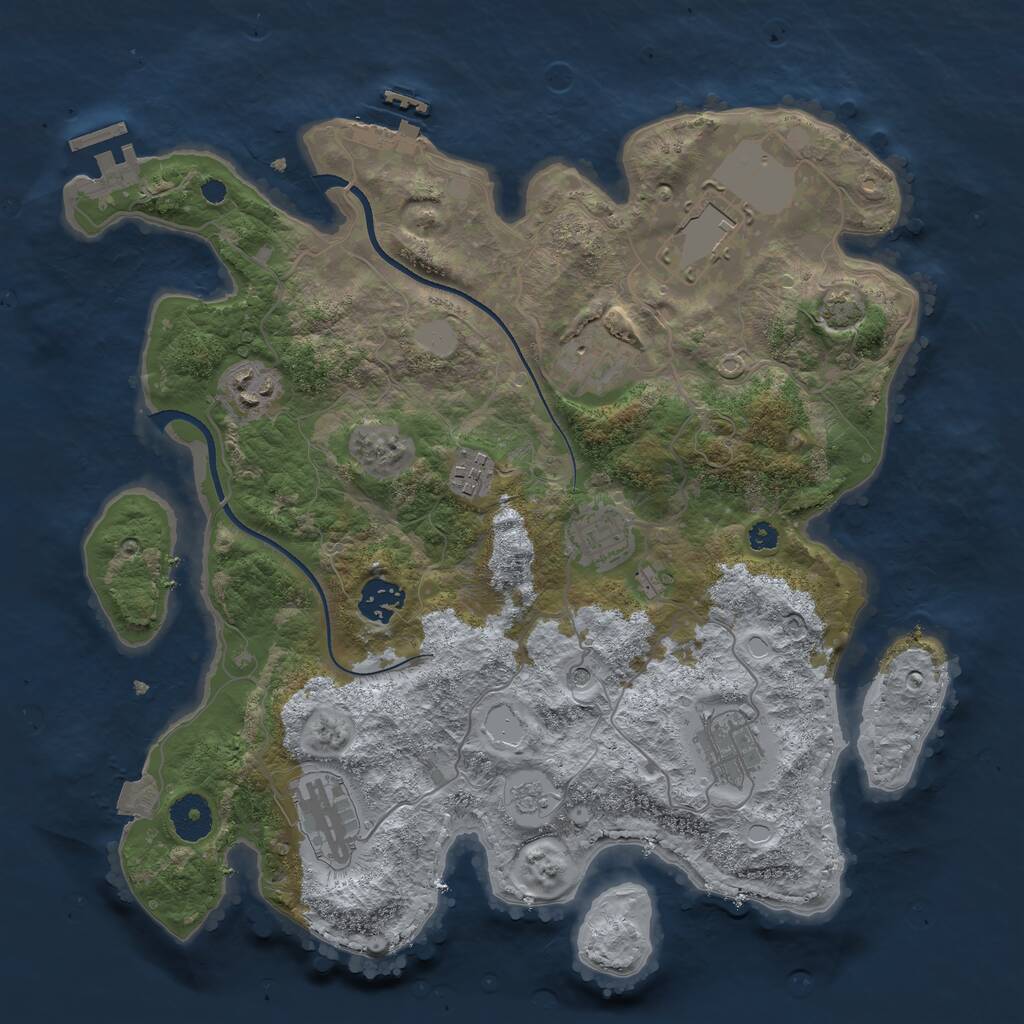 Rust Map: Procedural Map, Size: 3500, Seed: 2050616348, 14 Monuments