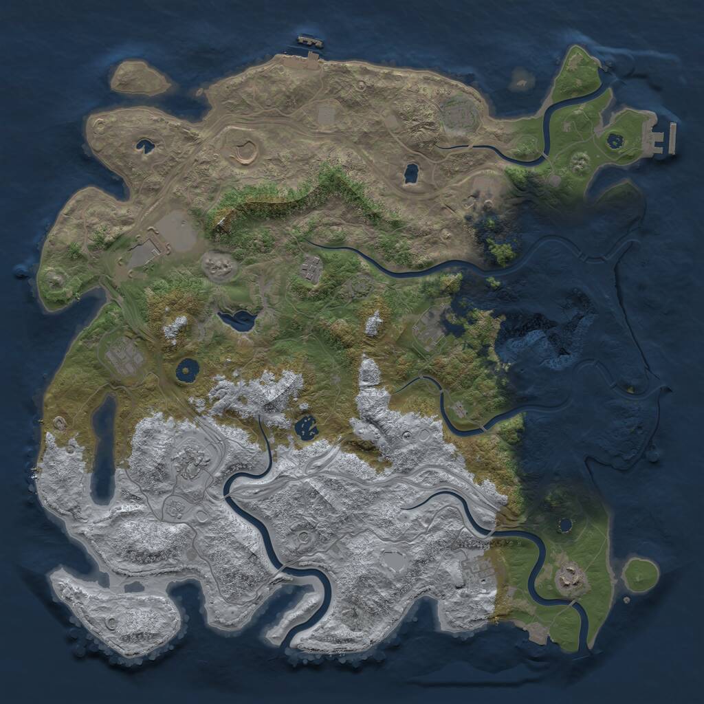 Rust Map: Procedural Map, Size: 4500, Seed: 15465568, 17 Monuments