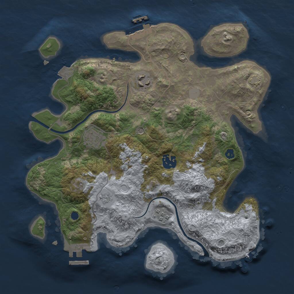Rust Map: Procedural Map, Size: 3000, Seed: 1124713074, 10 Monuments