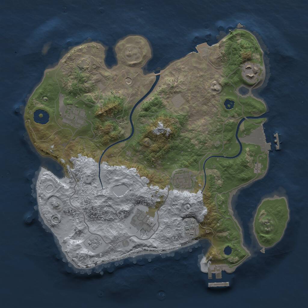 Rust Map: Procedural Map, Size: 3000, Seed: 938423837, 11 Monuments