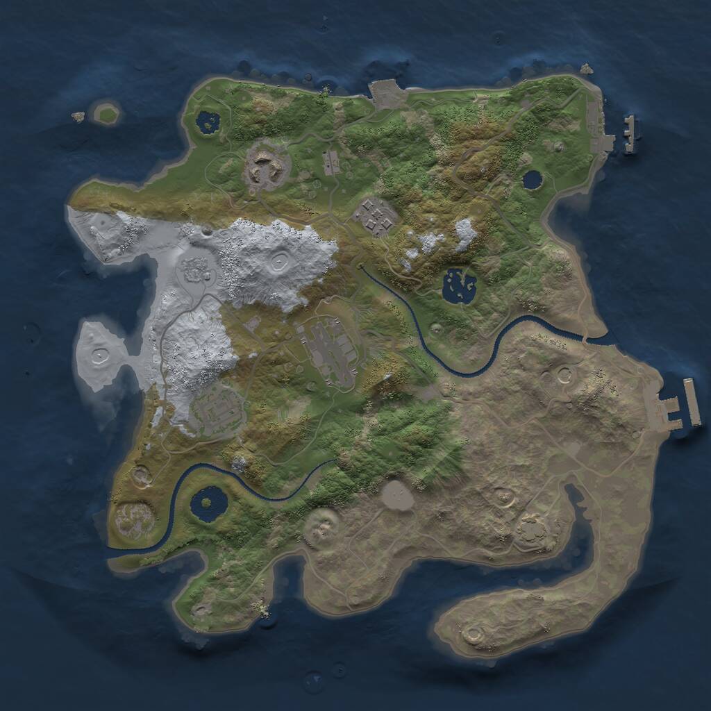 Rust Map: Procedural Map, Size: 3000, Seed: 192682367, 11 Monuments