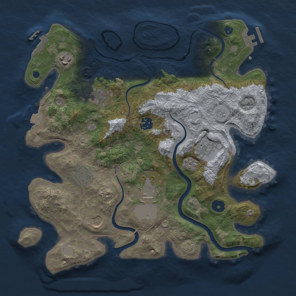 Rust Map: Procedural Map, Size: 3500, Seed: 89943, 14 Monuments