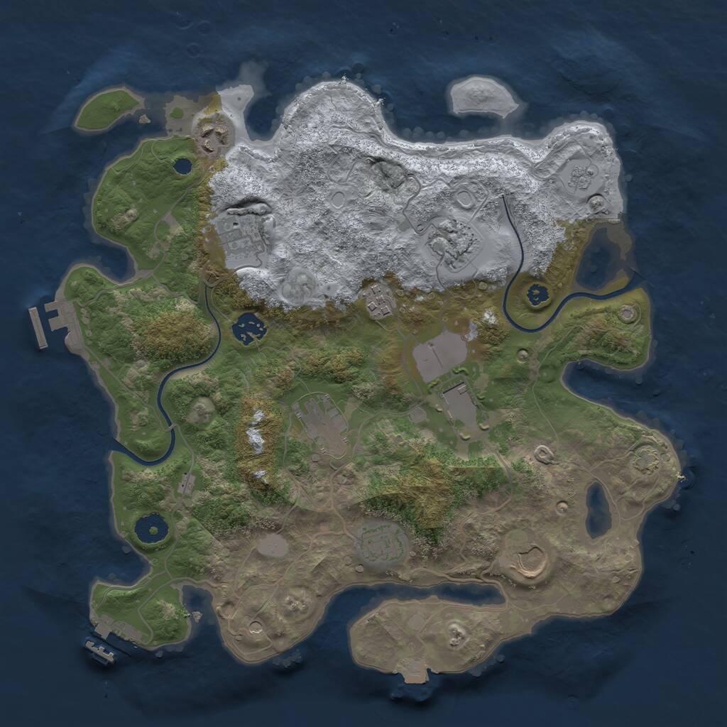 Rust Map: Procedural Map, Size: 3500, Seed: 1686188975, 15 Monuments