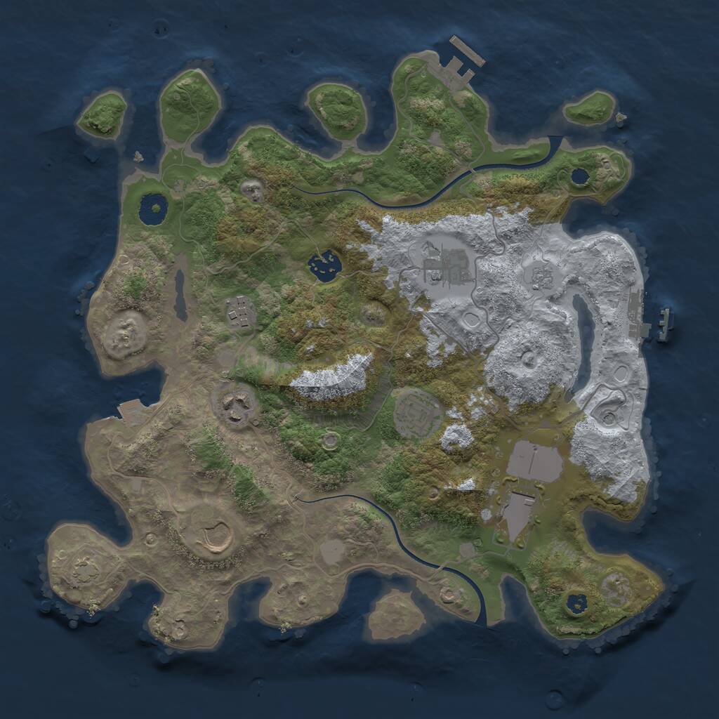 Rust Map: Procedural Map, Size: 3500, Seed: 1071907805, 13 Monuments