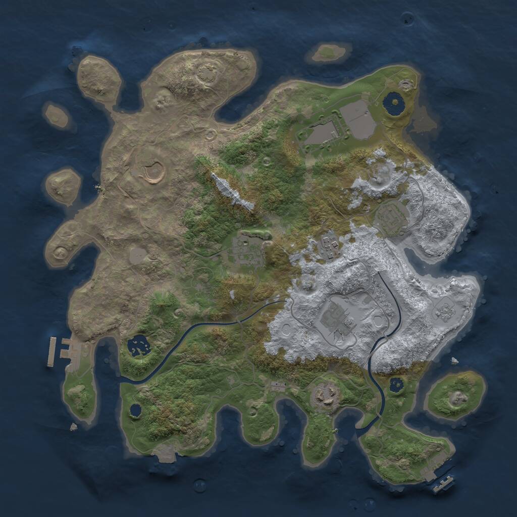 Rust Map: Procedural Map, Size: 3500, Seed: 1671839604, 13 Monuments