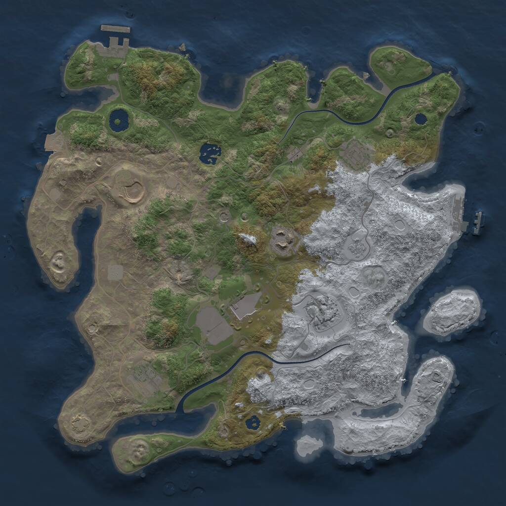 Rust Map: Procedural Map, Size: 3500, Seed: 683964744, 13 Monuments