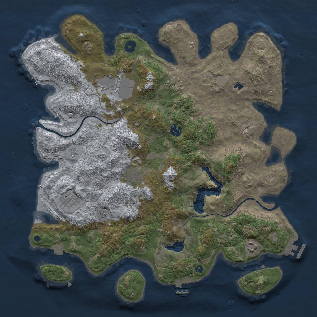 Rust Map: Procedural Map, Size: 4000, Seed: 51852, 13 Monuments