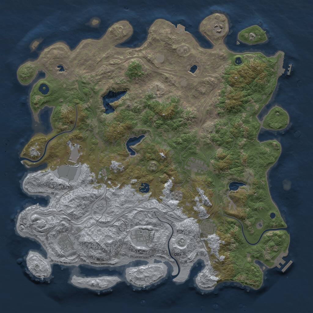 Rust Map: Procedural Map, Size: 4500, Seed: 1092521314, 14 Monuments