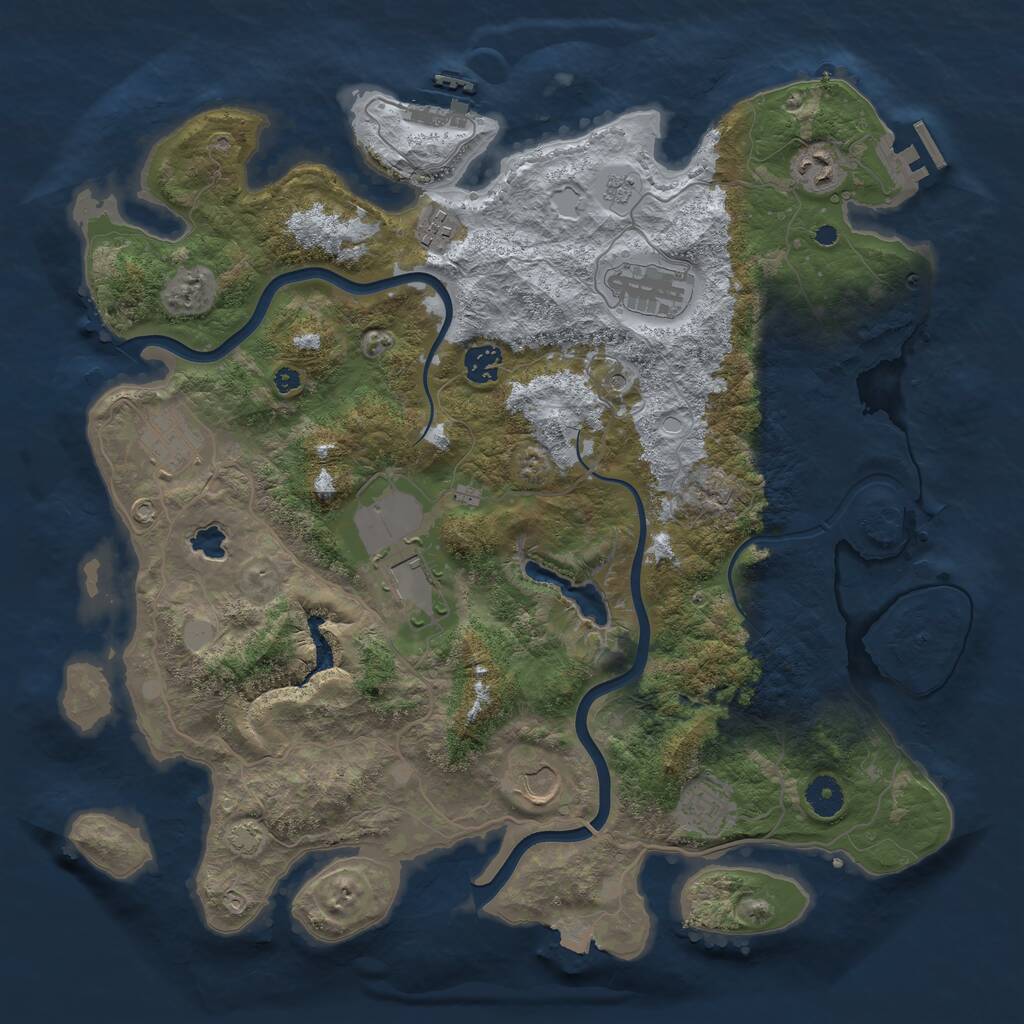 Rust Map: Procedural Map, Size: 4000, Seed: 1501433804, 14 Monuments