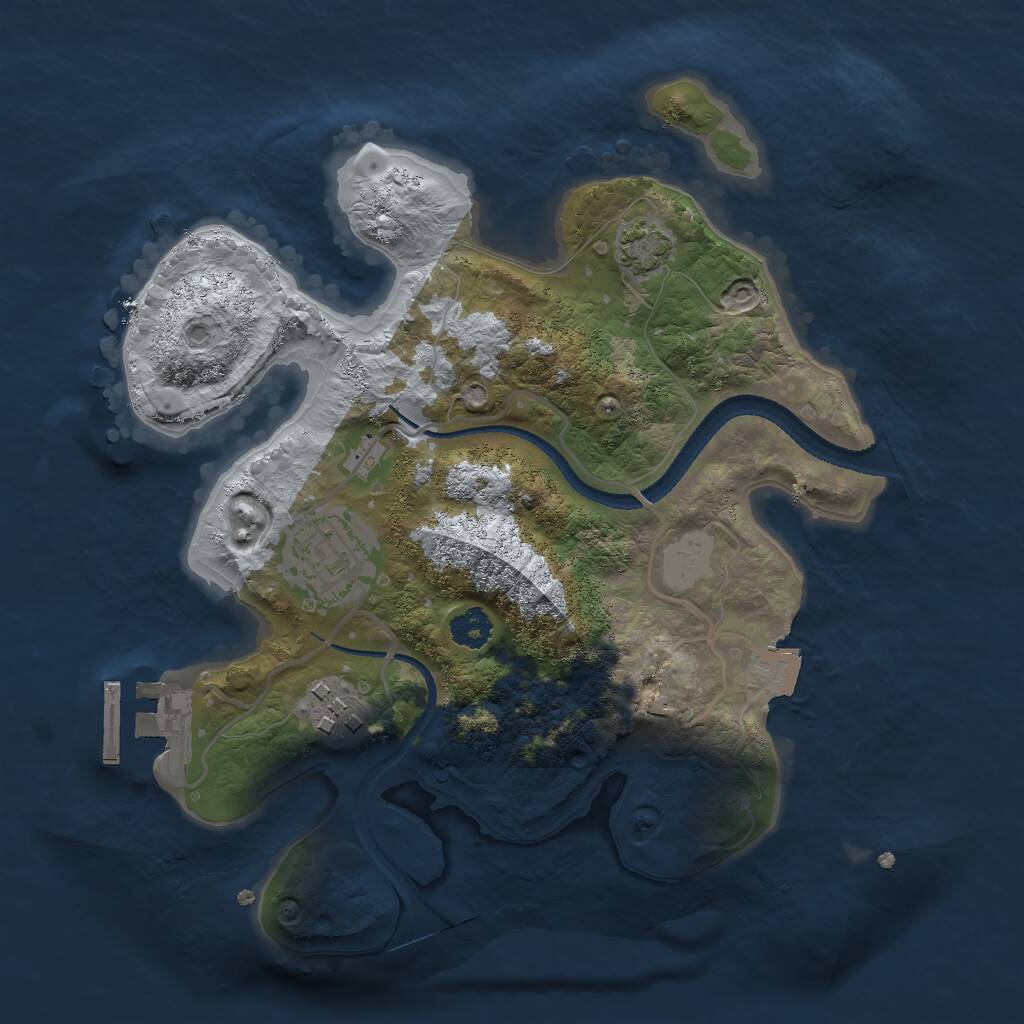 Rust Map: Procedural Map, Size: 2500, Seed: 430239754, 5 Monuments