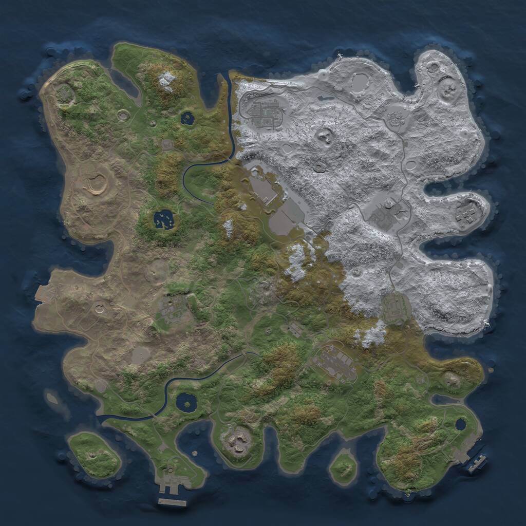 Rust Map: Procedural Map, Size: 3800, Seed: 852396, 16 Monuments