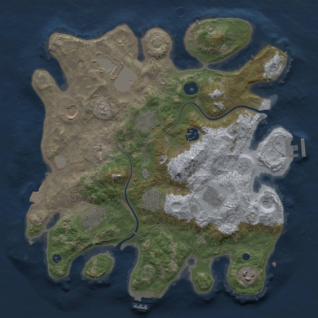 Rust Map: Procedural Map, Size: 3500, Seed: 1583131189, 14 Monuments