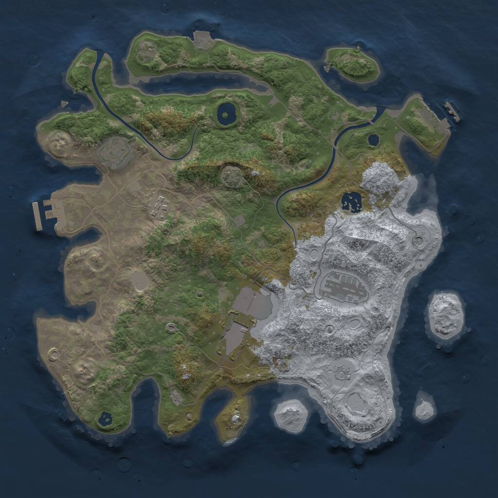 Rust Map: Procedural Map, Size: 3500, Seed: 1929314260, 11 Monuments