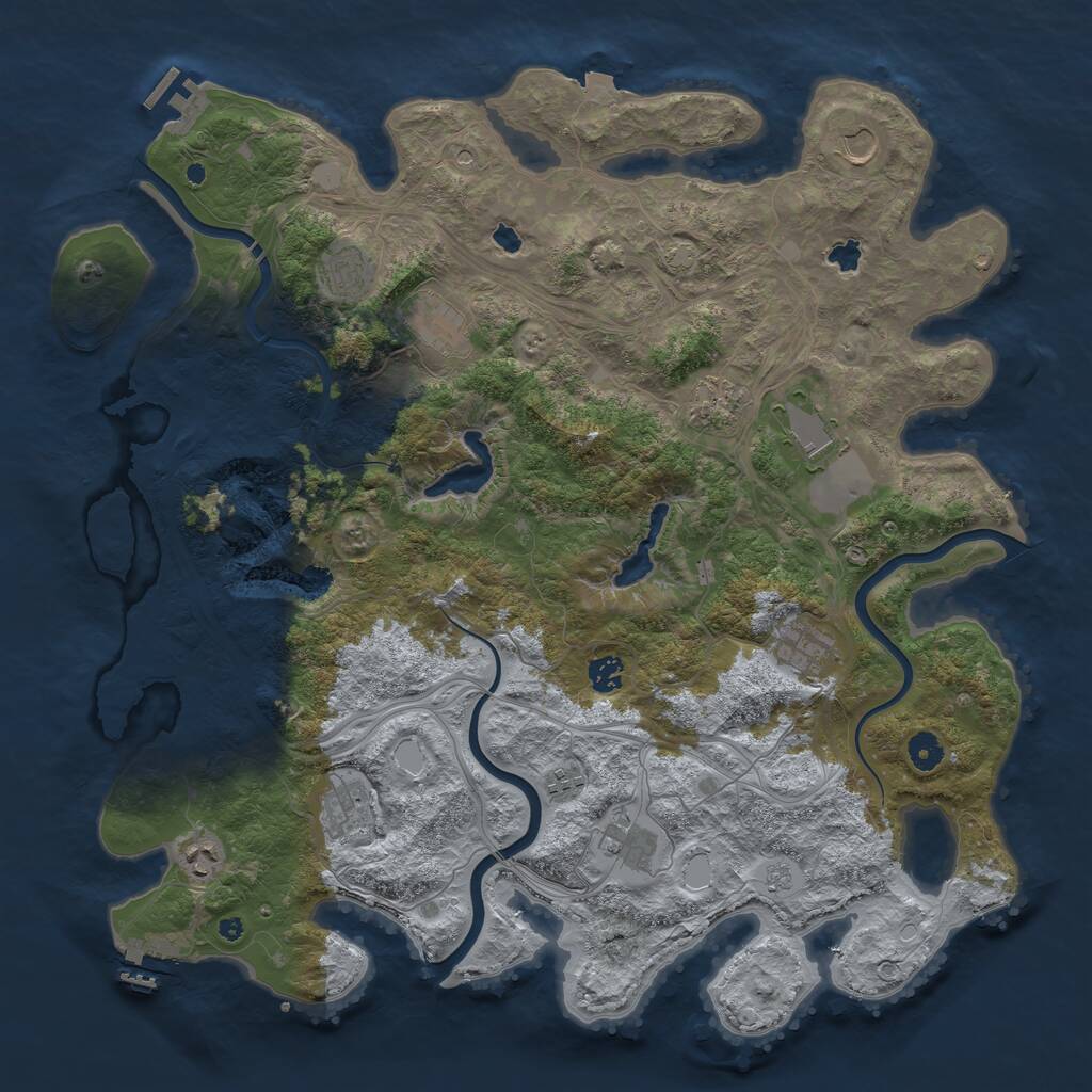 Rust Map: Procedural Map, Size: 4500, Seed: 407587528, 17 Monuments