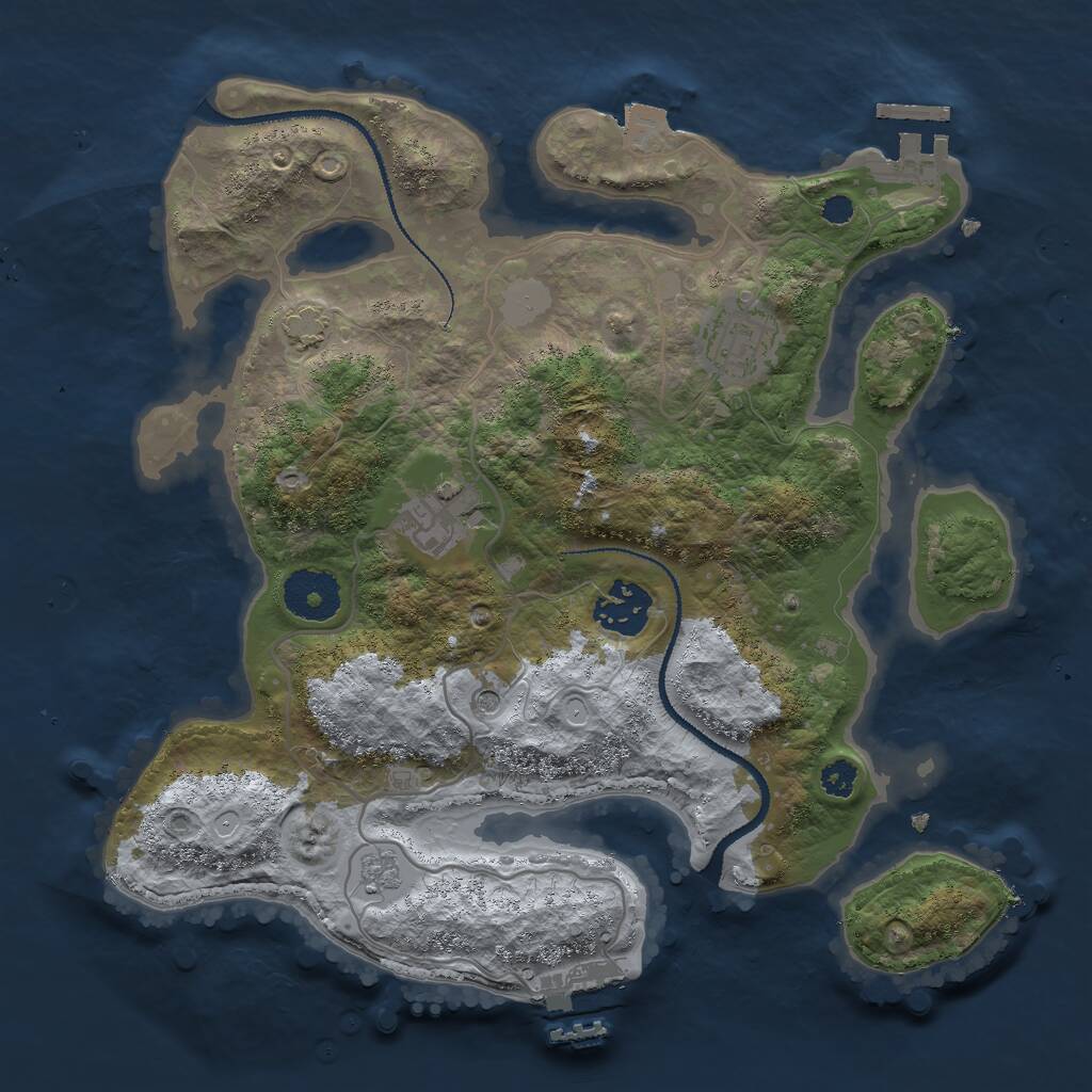 Rust Map: Procedural Map, Size: 3000, Seed: 928429286, 9 Monuments