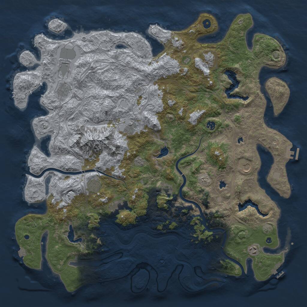 Rust Map: Procedural Map, Size: 5250, Seed: 82715851, 17 Monuments