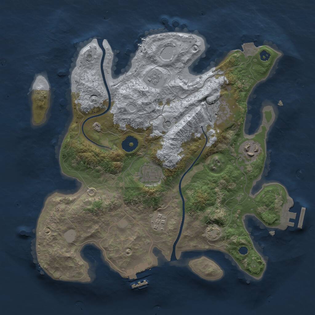 Rust Map: Procedural Map, Size: 3000, Seed: 39198, 10 Monuments