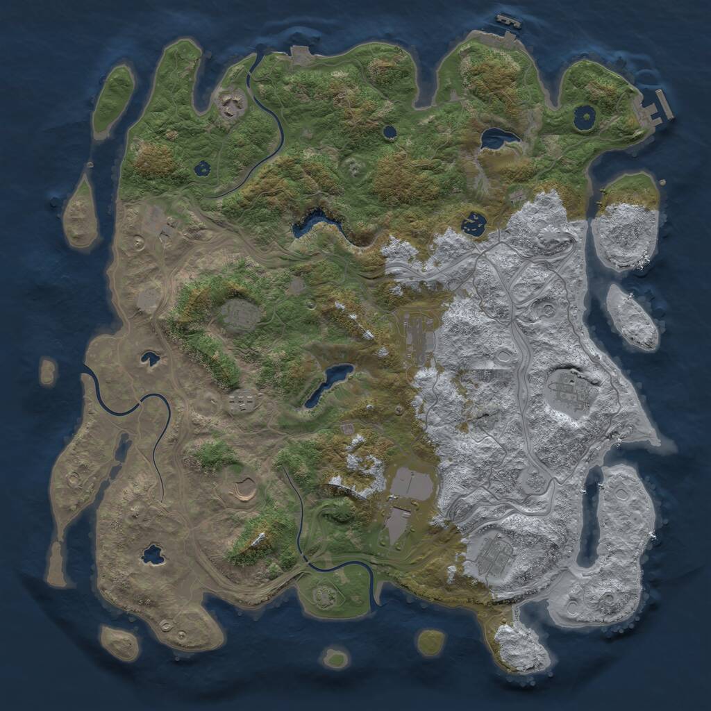 Rust Map: Procedural Map, Size: 4500, Seed: 45378862, 16 Monuments