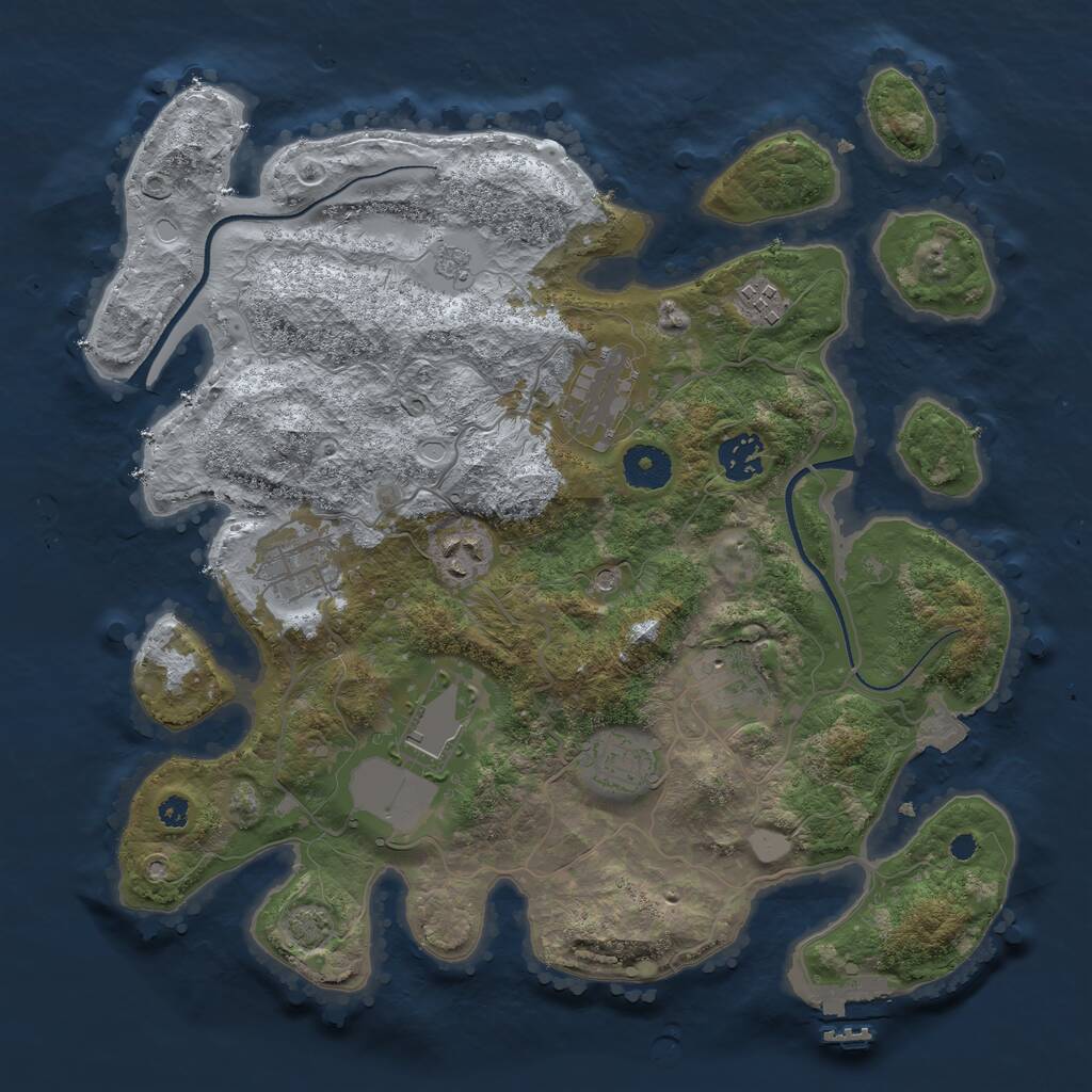 Rust Map: Procedural Map, Size: 3500, Seed: 246114165, 13 Monuments