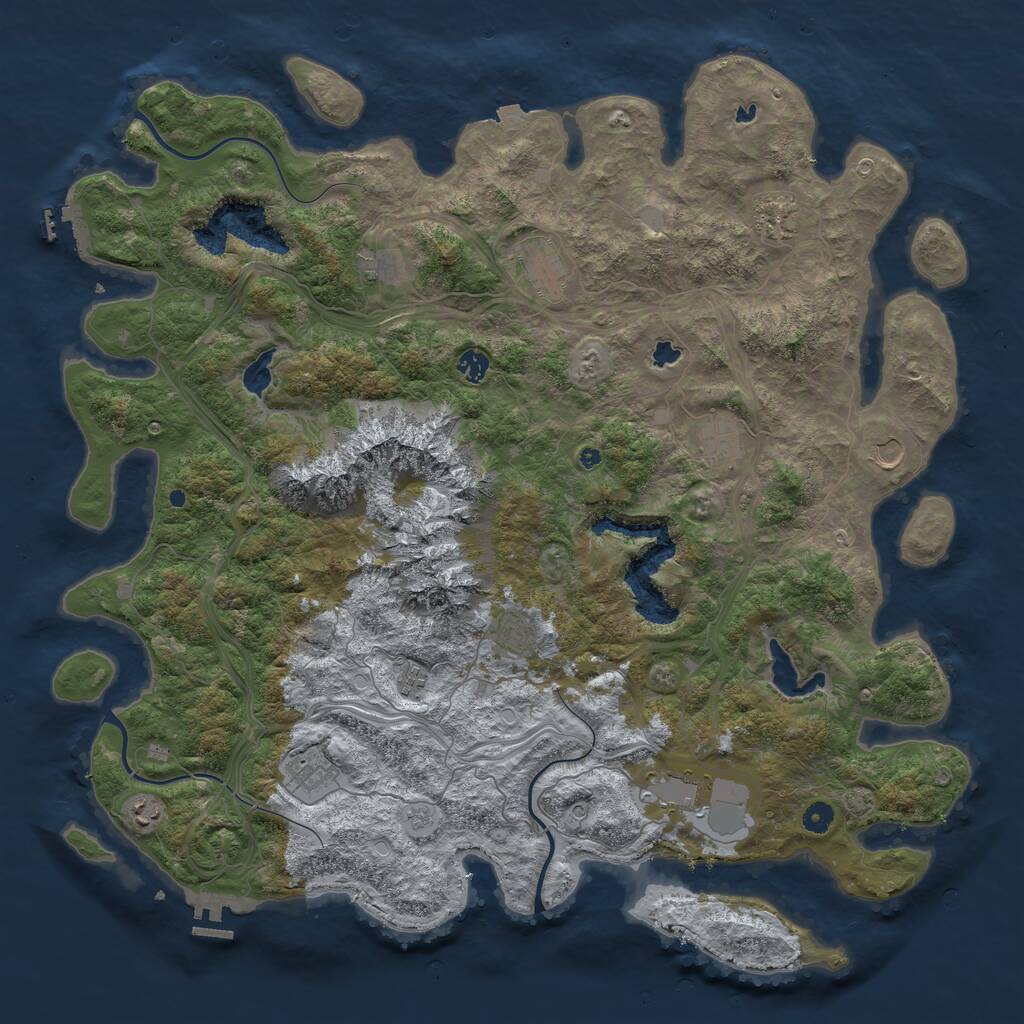 Rust Map: Procedural Map, Size: 5000, Seed: 1759493318, 17 Monuments