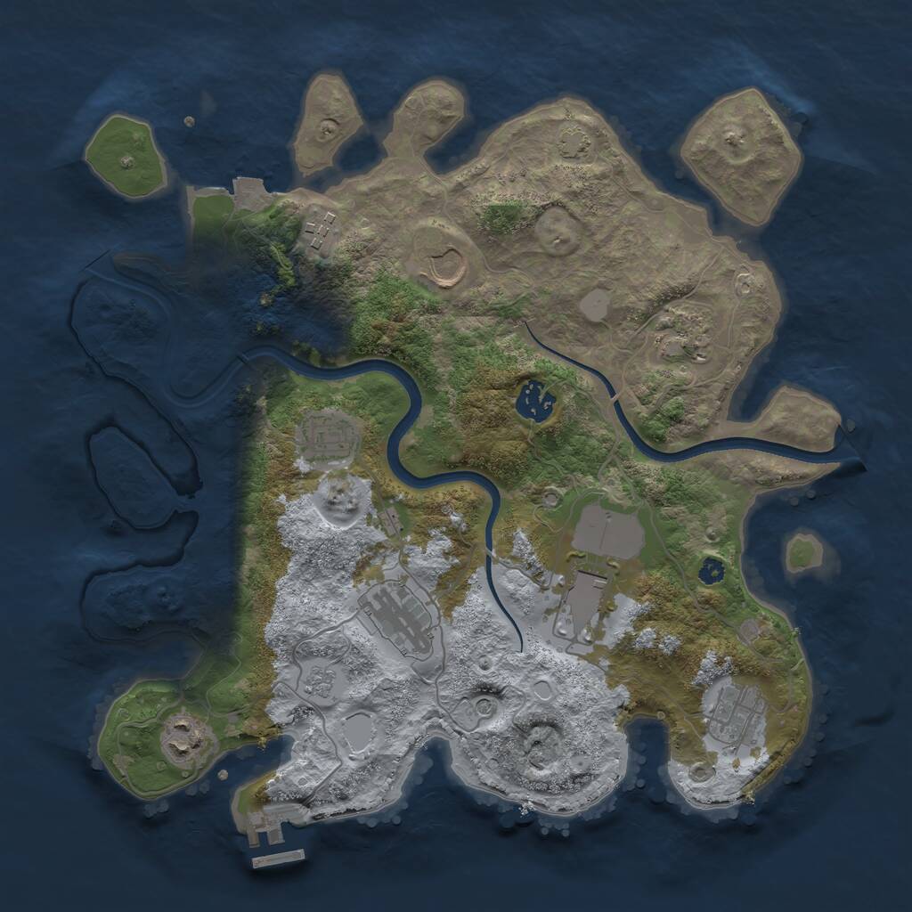 Rust Map: Procedural Map, Size: 3500, Seed: 1436607734, 14 Monuments