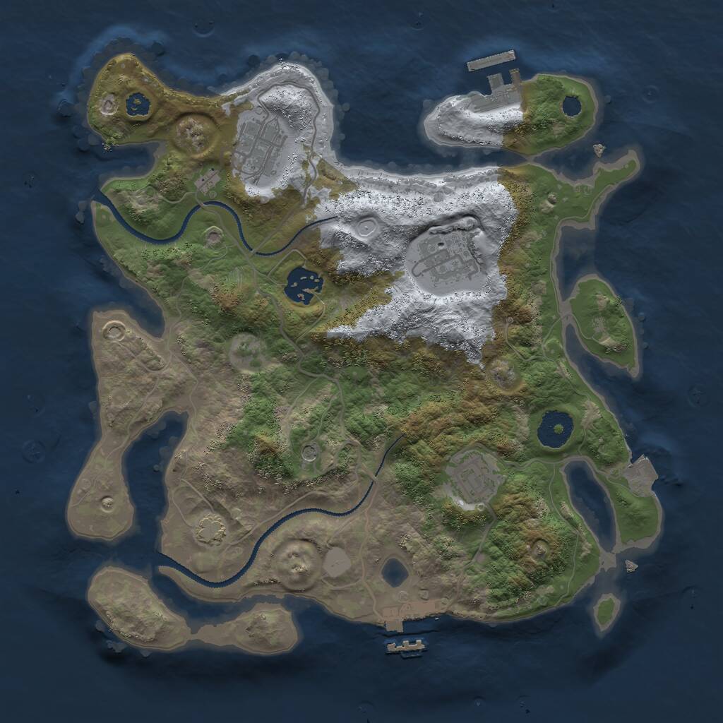 Rust Map: Procedural Map, Size: 3000, Seed: 57712794, 9 Monuments