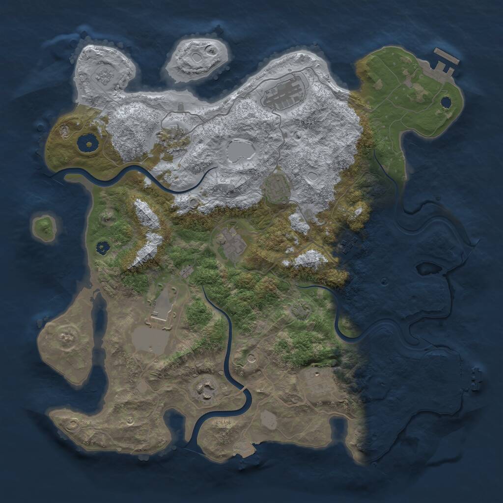 Rust Map: Procedural Map, Size: 3750, Seed: 8673, 14 Monuments