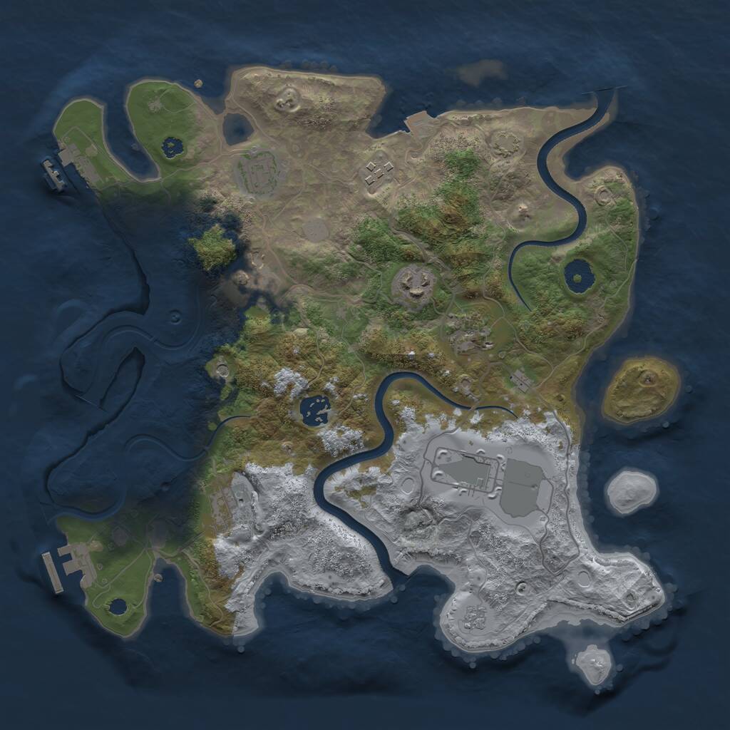 Rust Map: Procedural Map, Size: 3500, Seed: 389900001, 14 Monuments