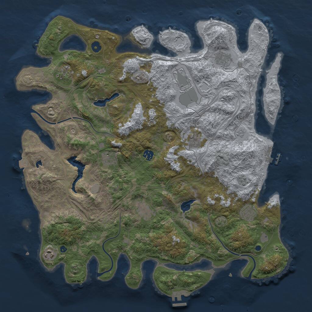 Rust Map: Procedural Map, Size: 4500, Seed: 1091334048, 16 Monuments