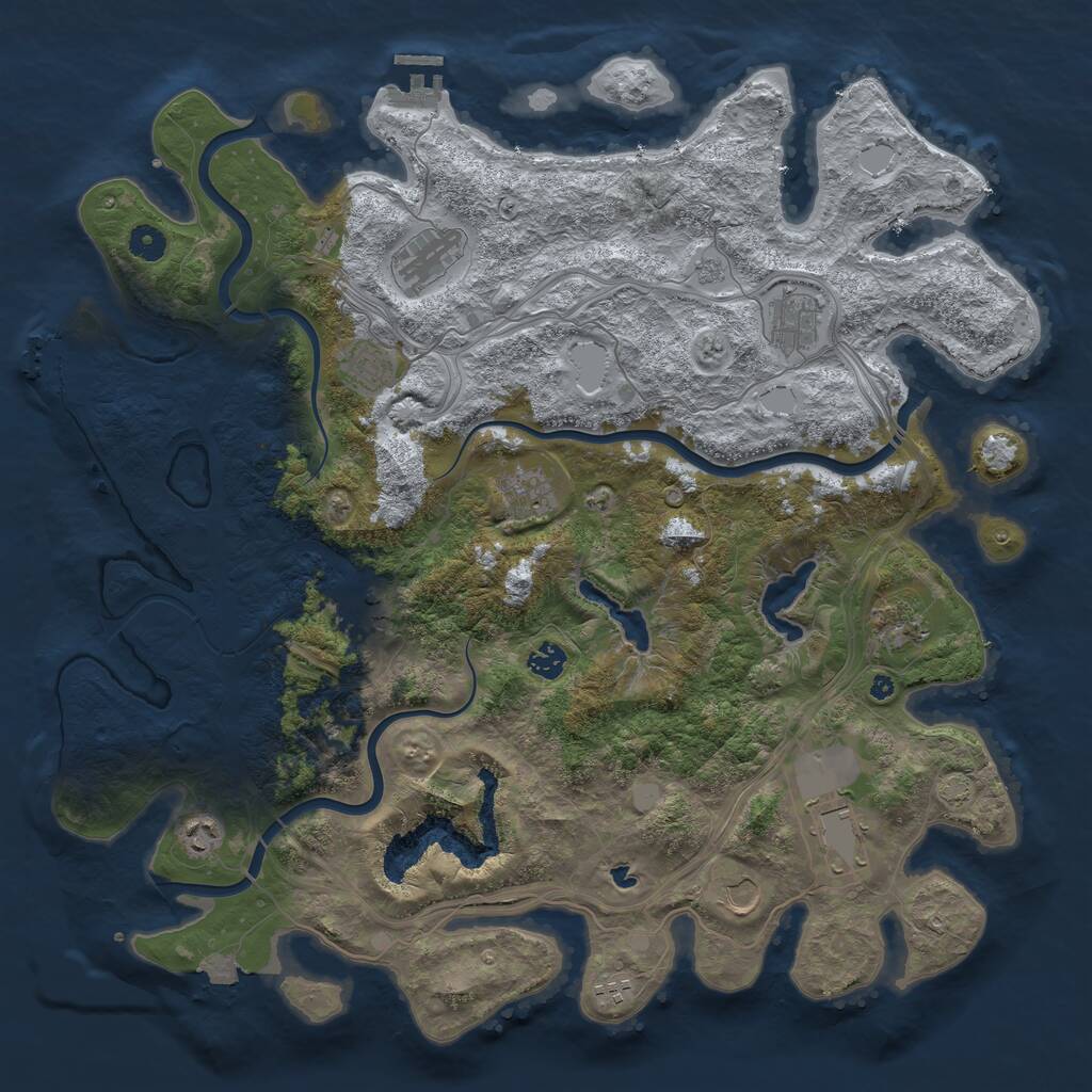 Rust Map: Procedural Map, Size: 4500, Seed: 1502874104, 17 Monuments