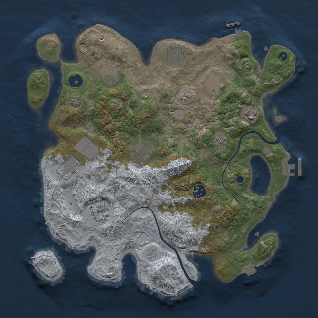 Rust Map: Procedural Map, Size: 3600, Seed: 1254686076, 15 Monuments