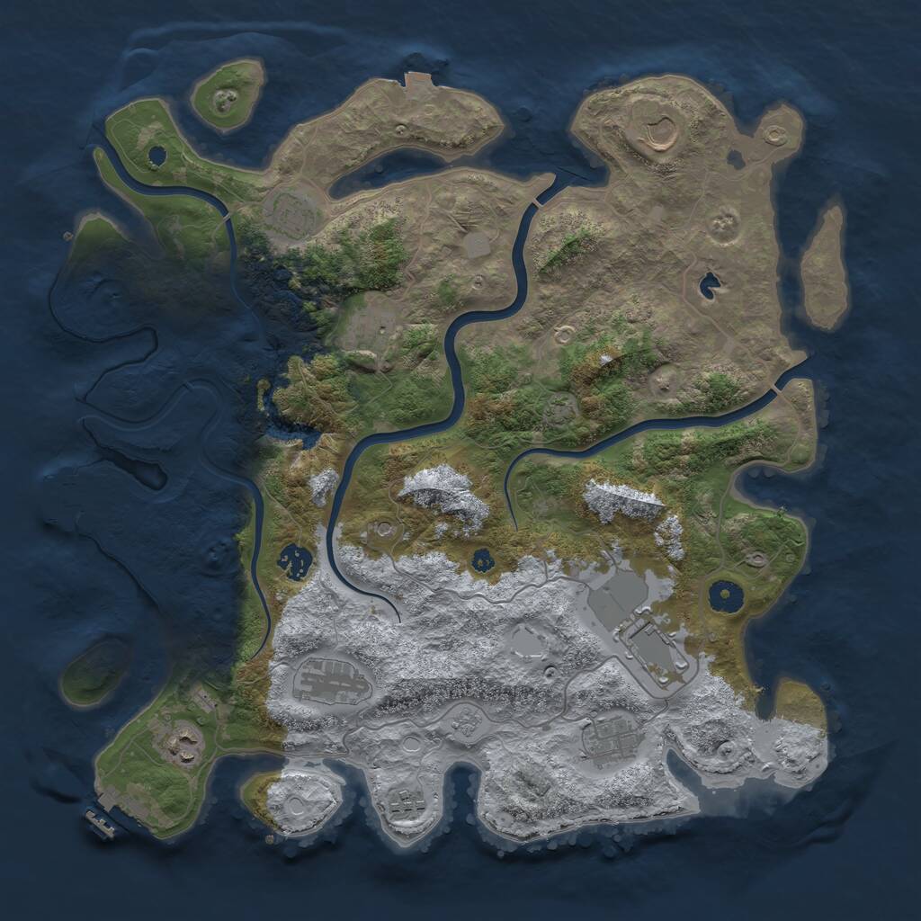 Rust Map: Procedural Map, Size: 4050, Seed: 1575447281, 15 Monuments