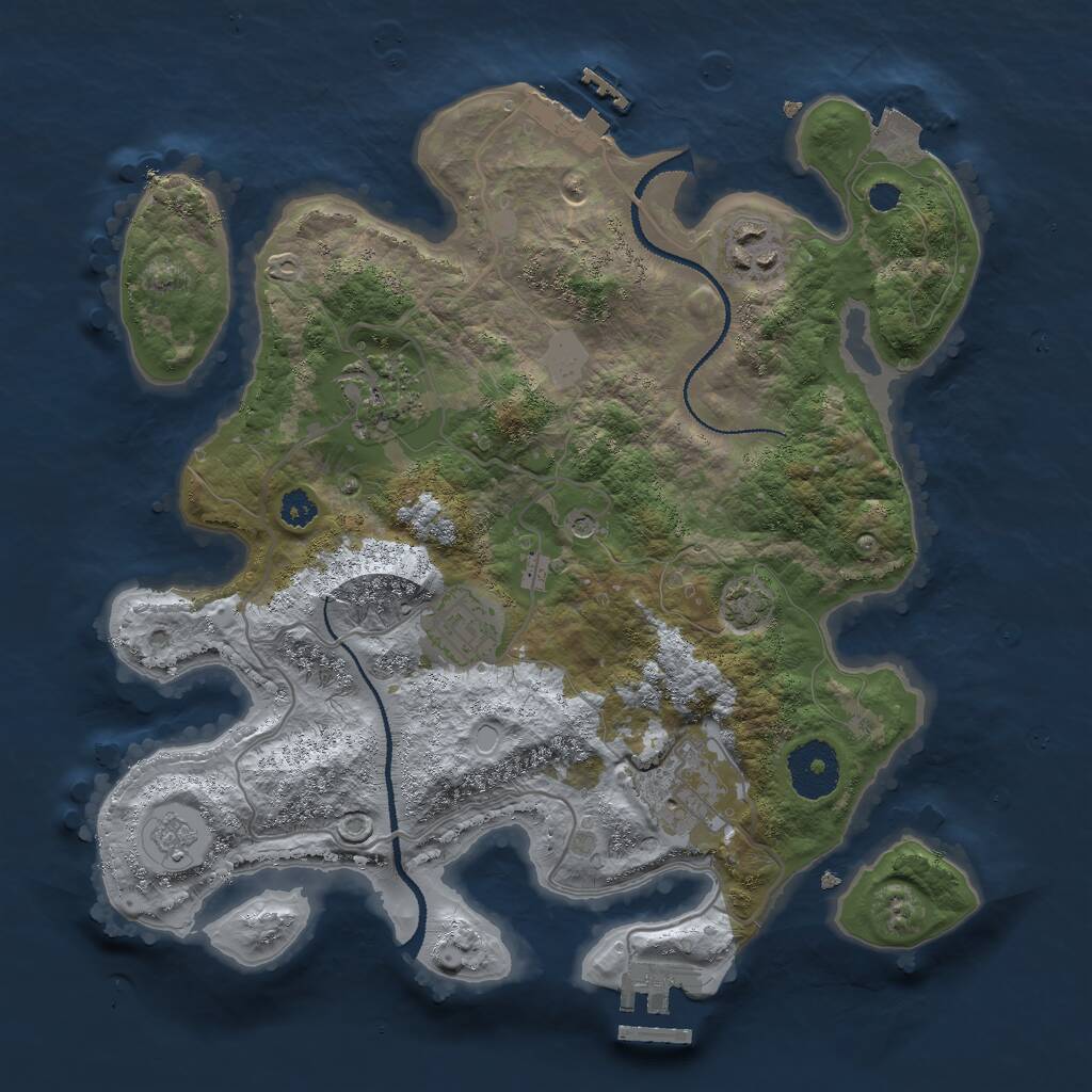 Rust Map: Procedural Map, Size: 3000, Seed: 2965374, 10 Monuments