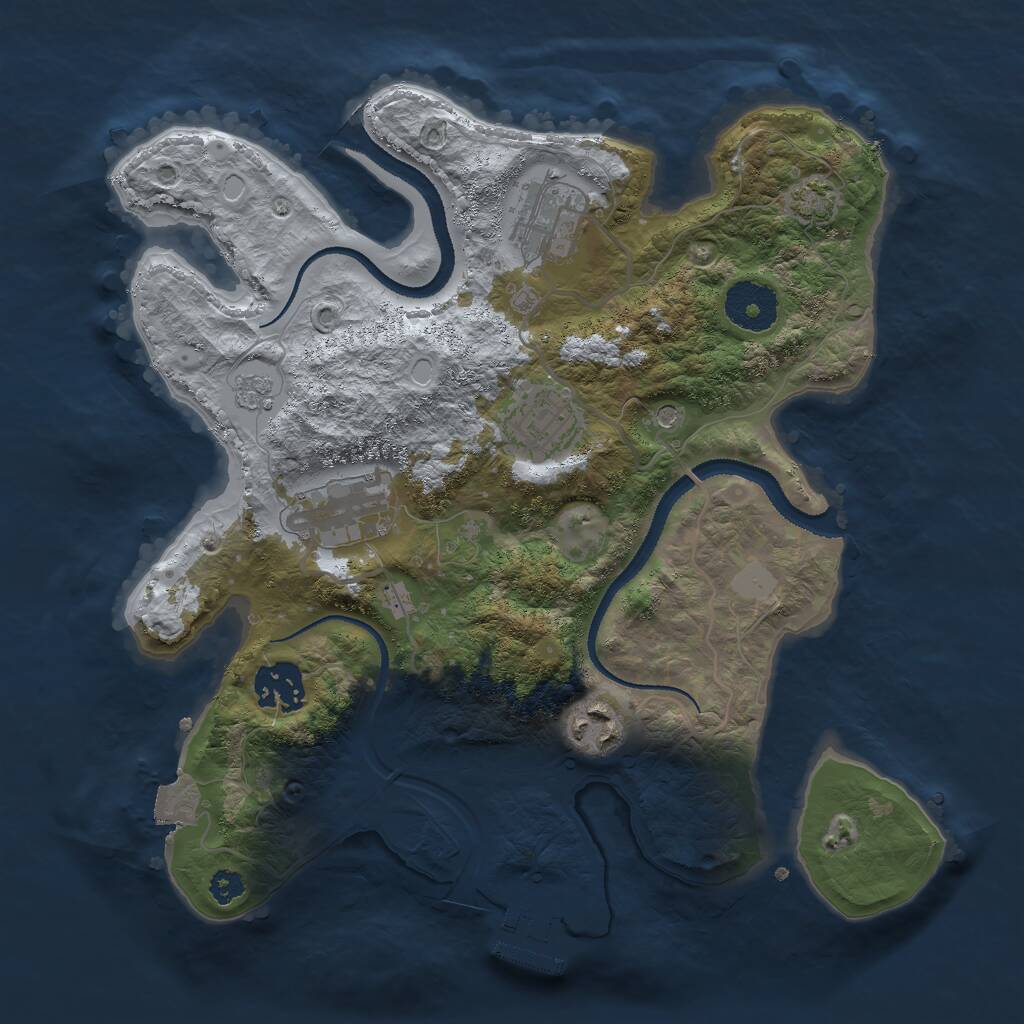 Rust Map: Procedural Map, Size: 3000, Seed: 46574, 10 Monuments