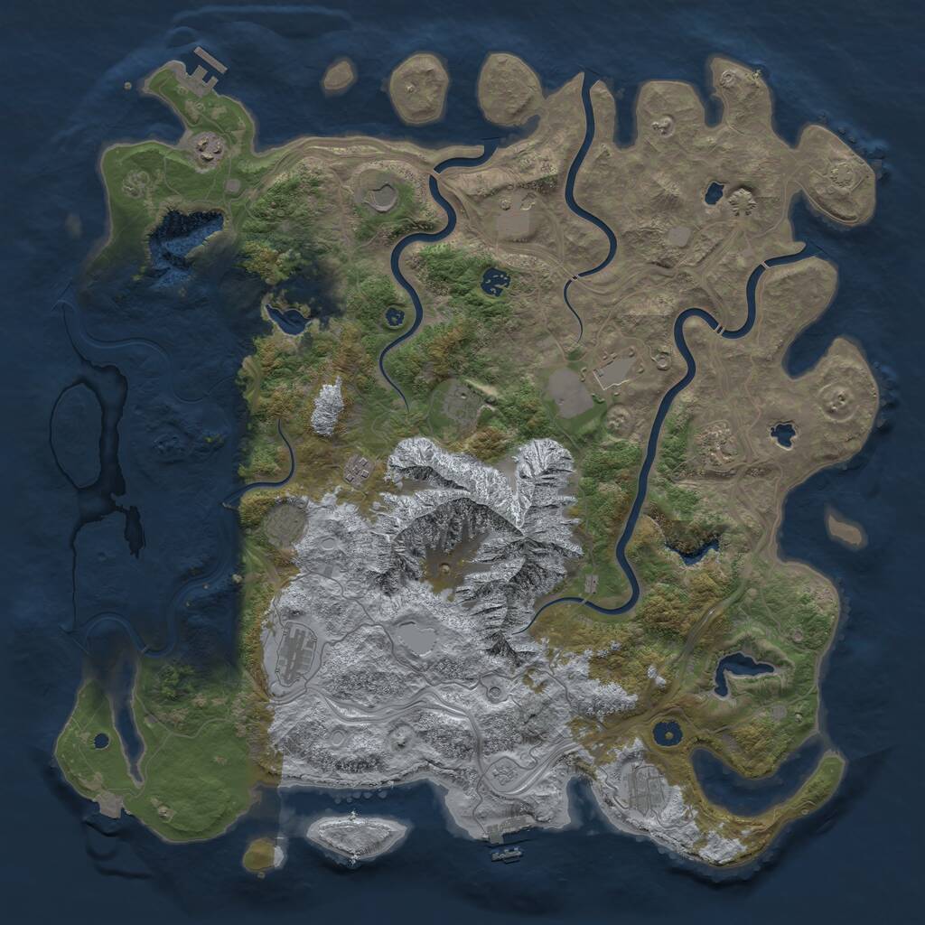 Rust Map: Procedural Map, Size: 5000, Seed: 6541, 17 Monuments