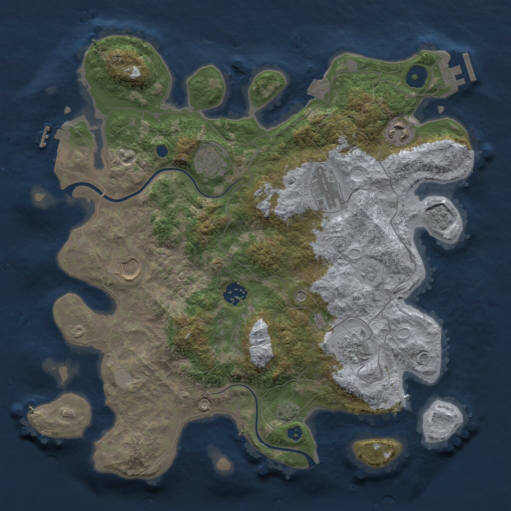 Rust Map: Procedural Map, Size: 3500, Seed: 949231564, 13 Monuments
