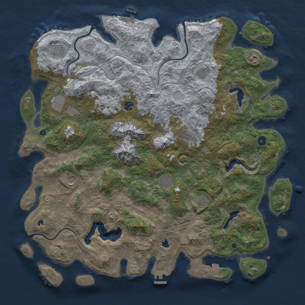 Rust Map: Procedural Map, Size: 5000, Seed: 821909630, 17 Monuments