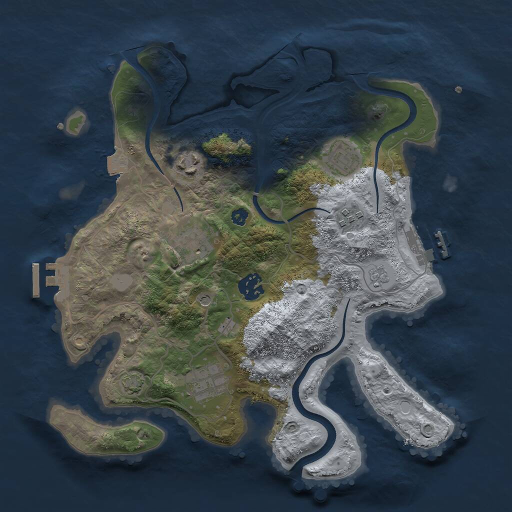 Rust Map: Procedural Map, Size: 3000, Seed: 1879800801, 12 Monuments