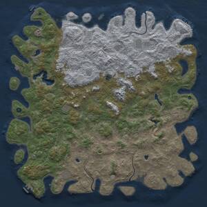 Thumbnail Rust Map: Procedural Map, Size: 5999, Seed: 1, 17 Monuments