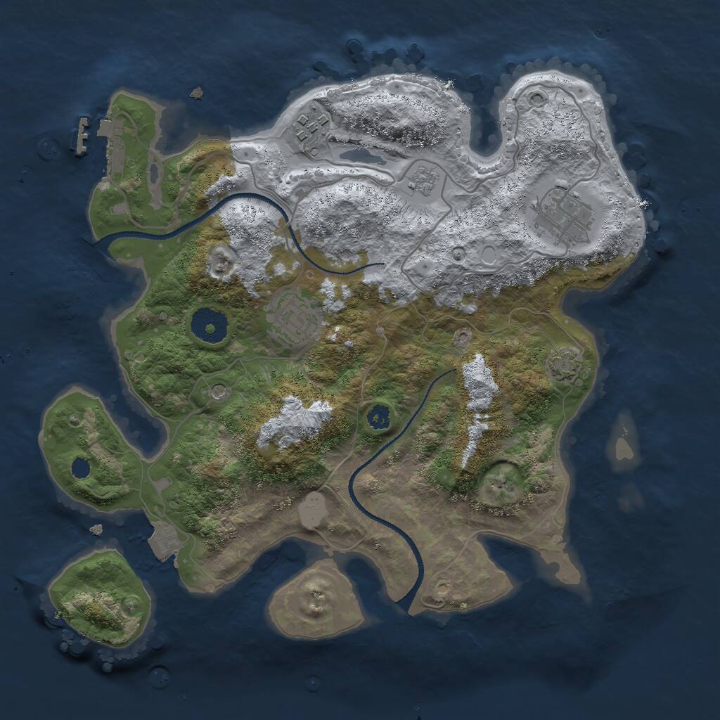 Rust Map: Procedural Map, Size: 3000, Seed: 1220070996, 8 Monuments