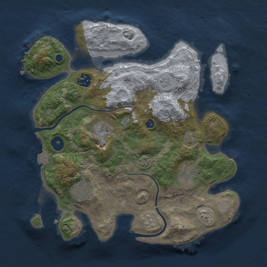 Rust Map: Procedural Map, Size: 3000, Seed: 1314087219, 9 Monuments